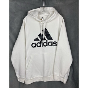 Adidas Essentials Camo Print French Terry Hoodie Sweatshirt Mens Large White